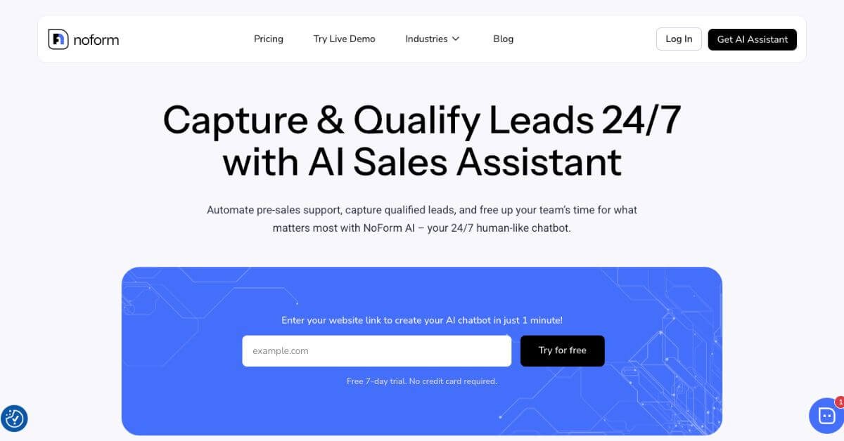 NoForm AI webpage
