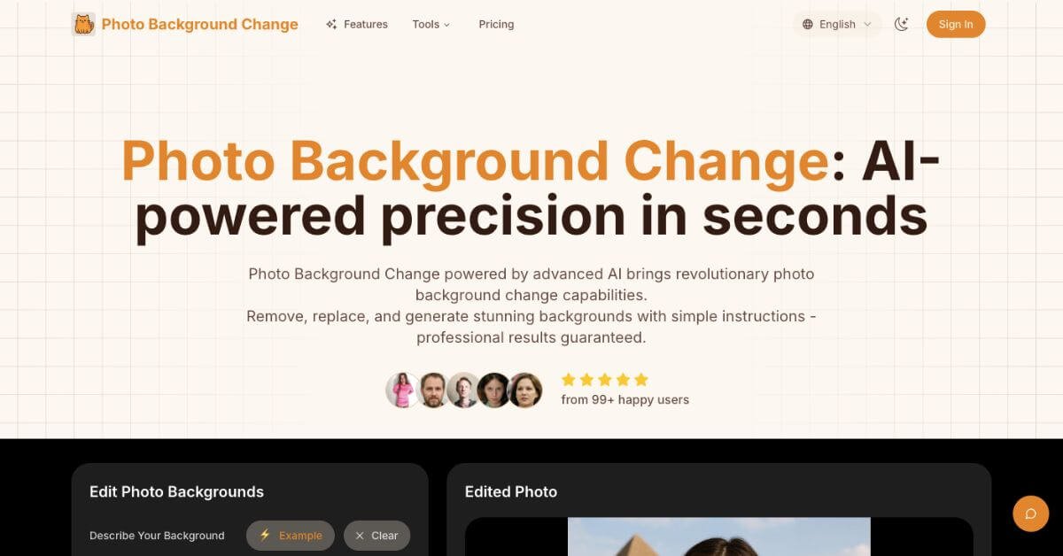 Photo Background Change webpage