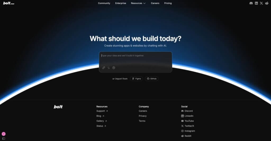 Bolt.new webpage