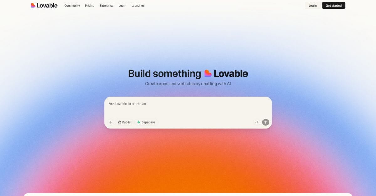 Lovable AI webpage