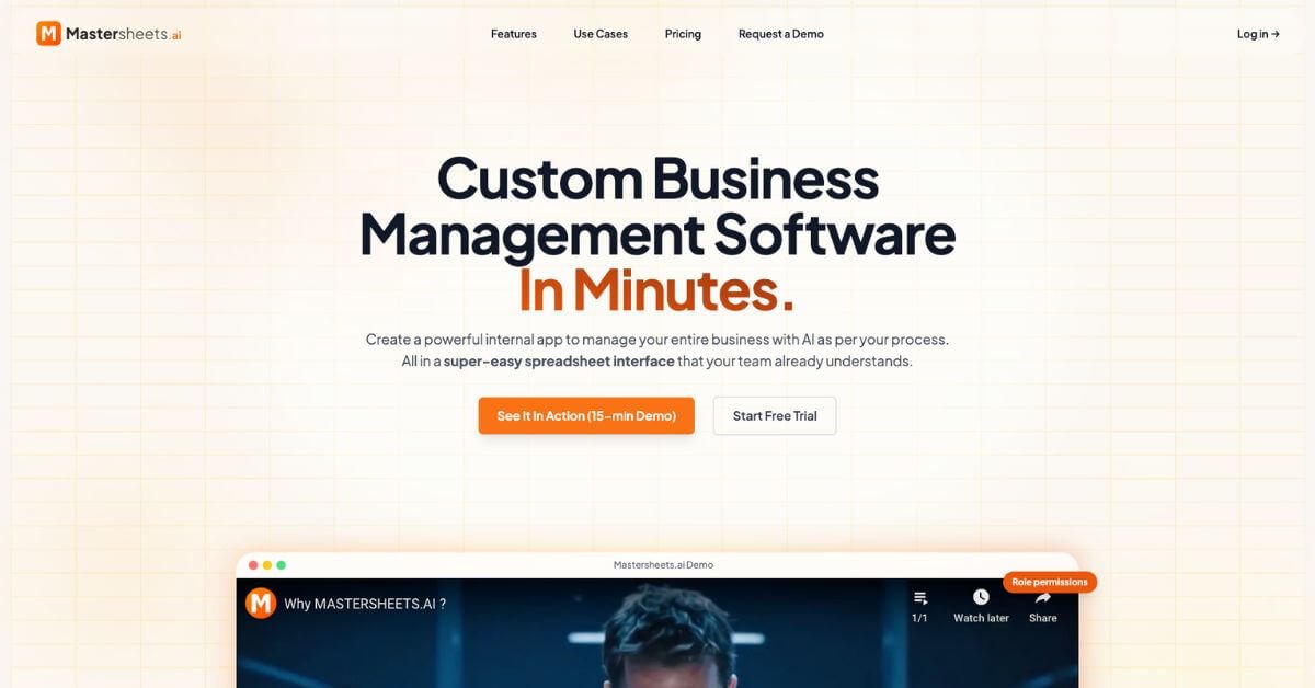 Mastersheets.ai webpage