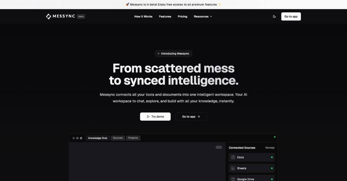 Messync webpage