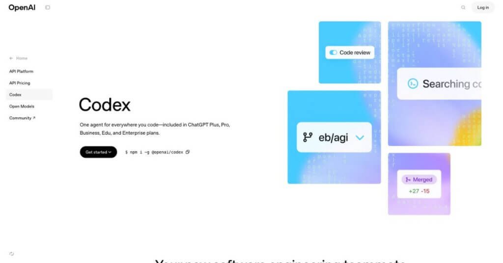 OpenAI Codex webpage