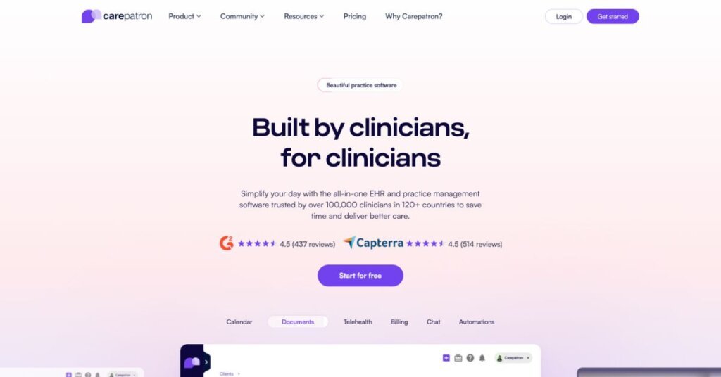 Carepatron webpage