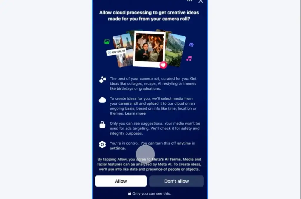 Facebook AI camera roll