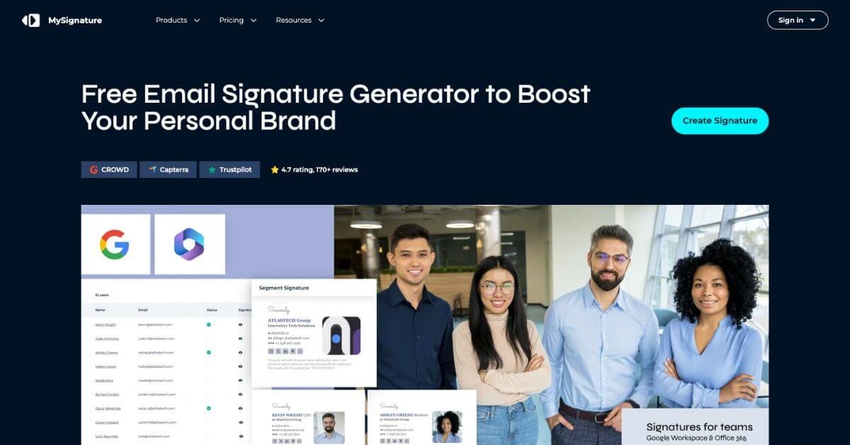 MySignature webpage