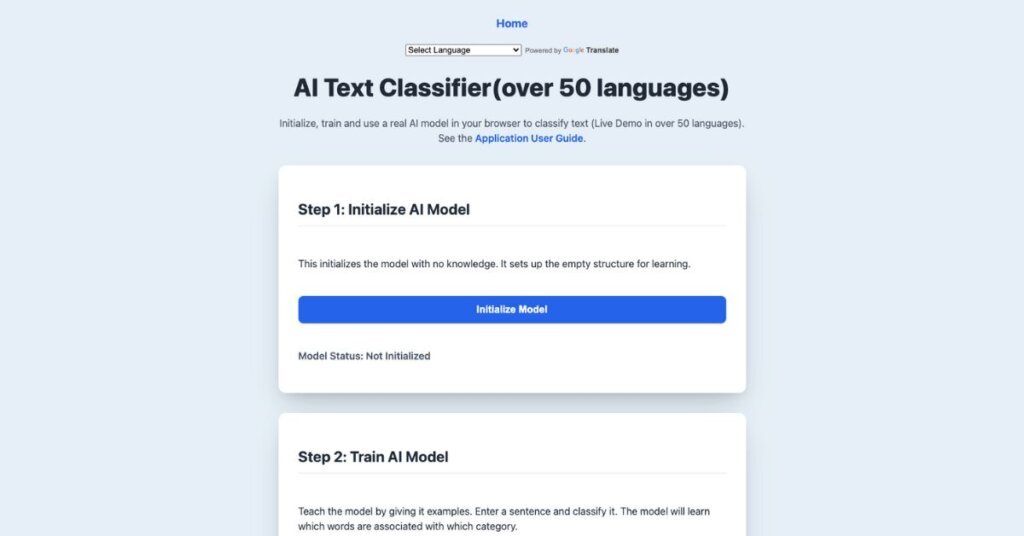 AI Text Classifier webpage