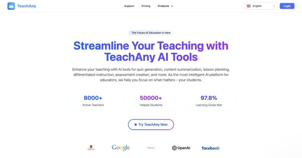 TeachAny webpage