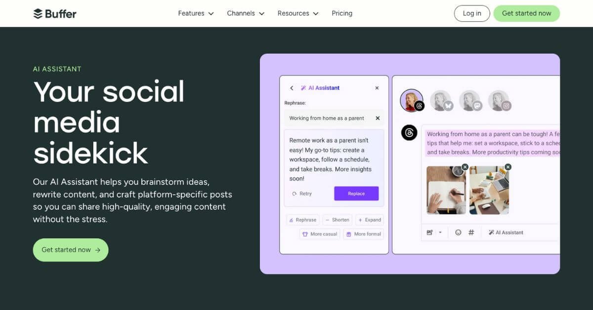 Buffer AI Assistant webpage