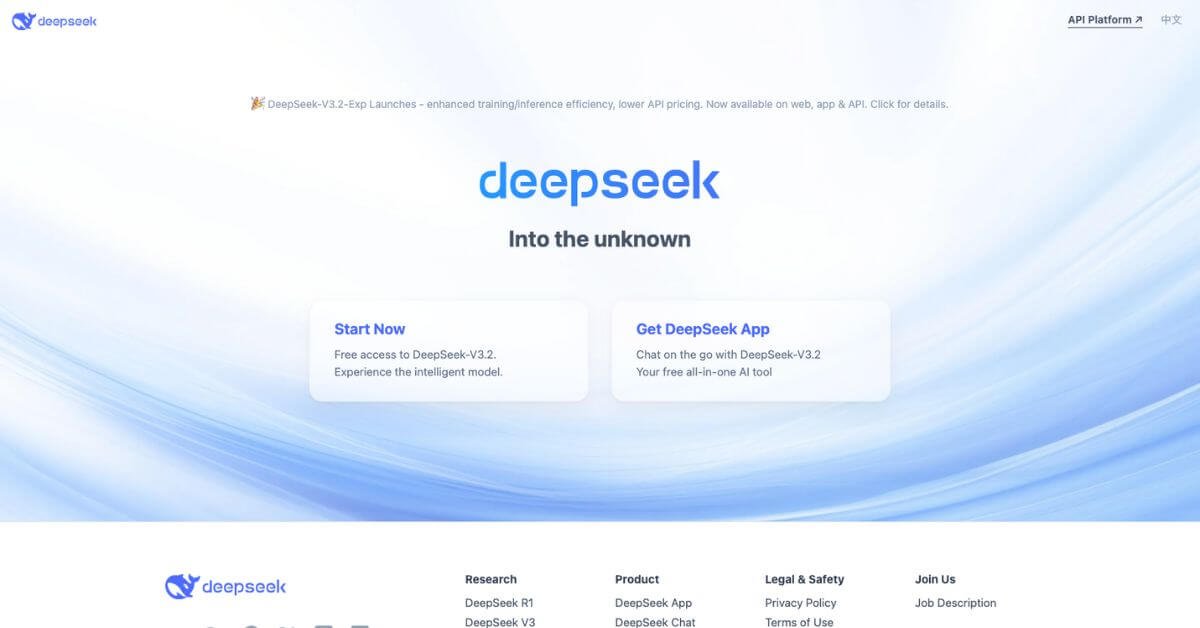 DeepSeek webpage