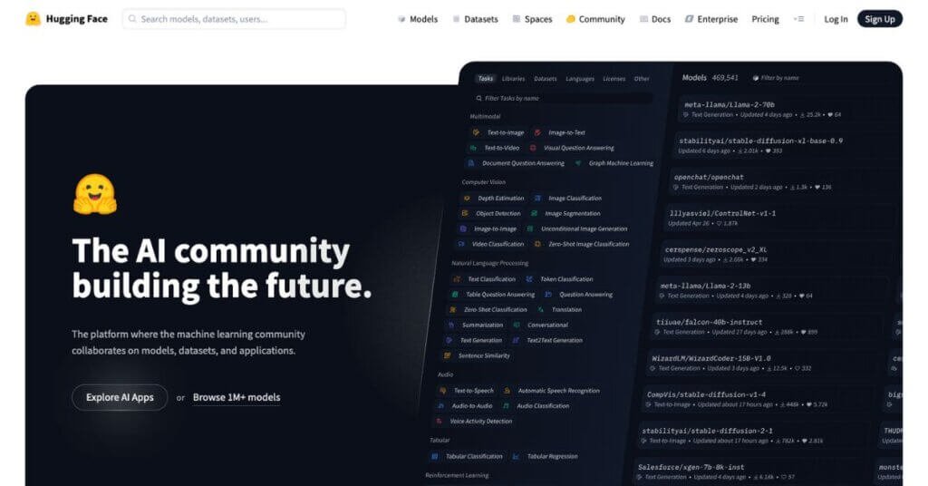 Hugging Face webpage