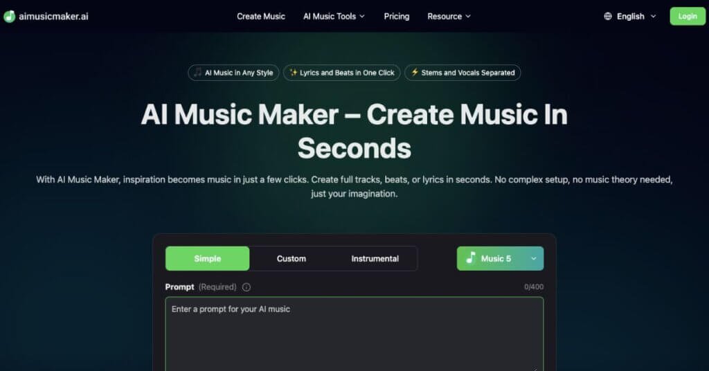 aimusicmaker webpage