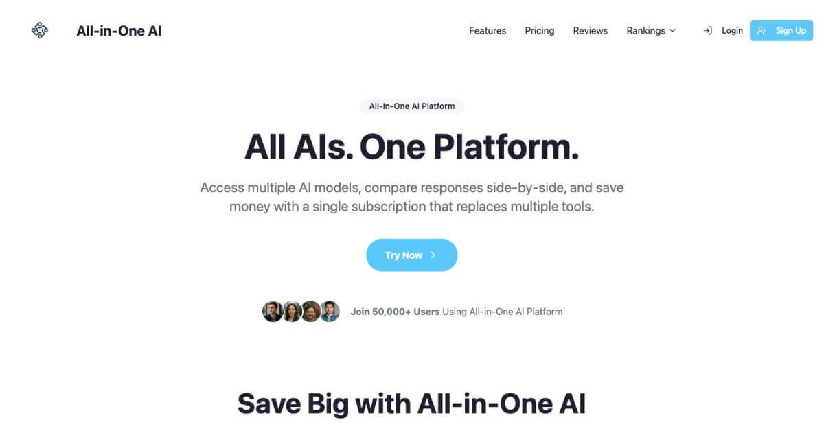 All-in-One AI webpage