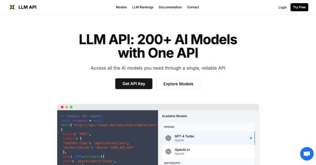 LLMAPI.dev webpage