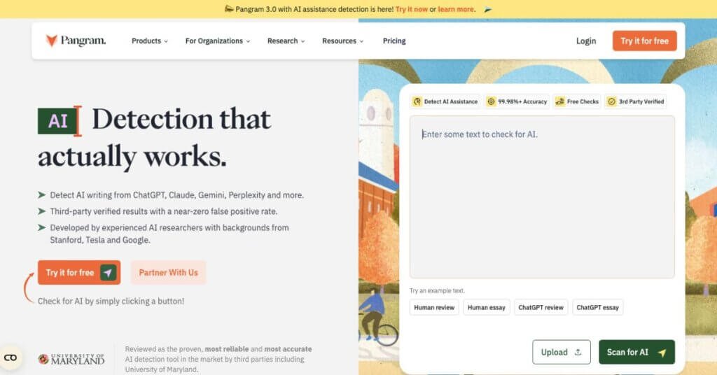 Pangram Labs webpage