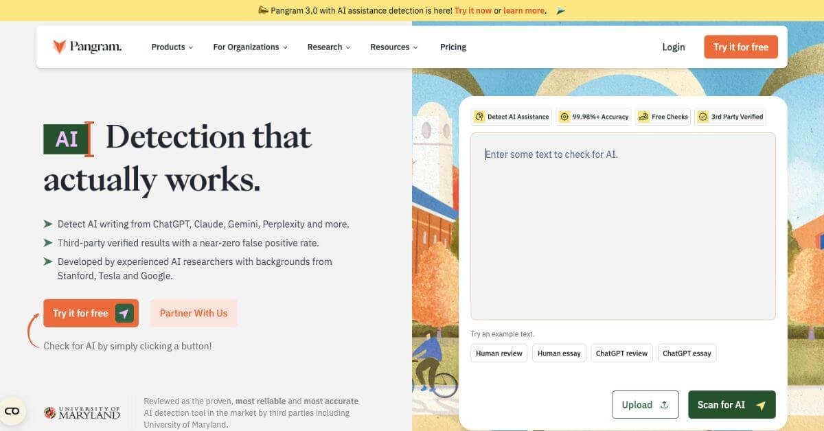 Pangram Labs webpage