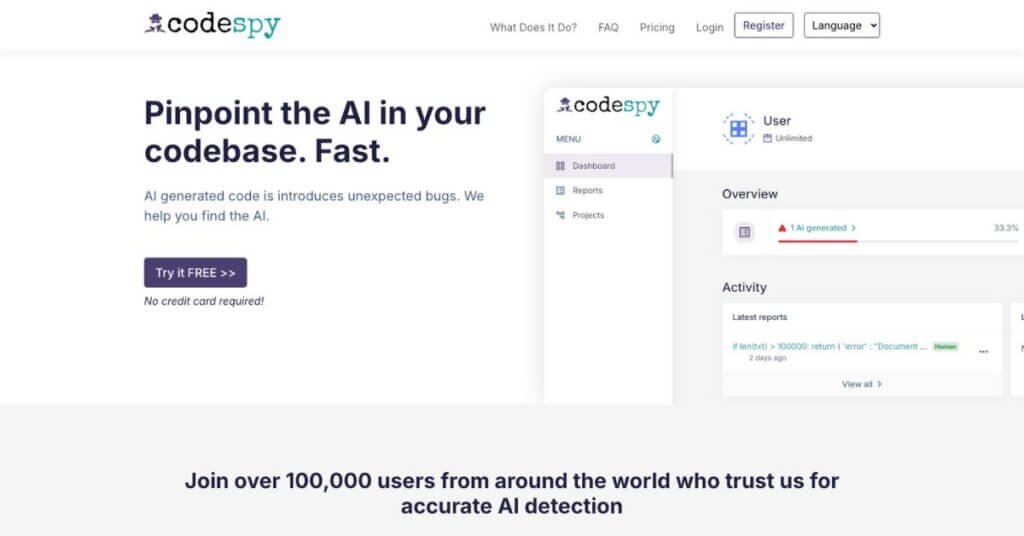 CodeSpy.AI webpage
