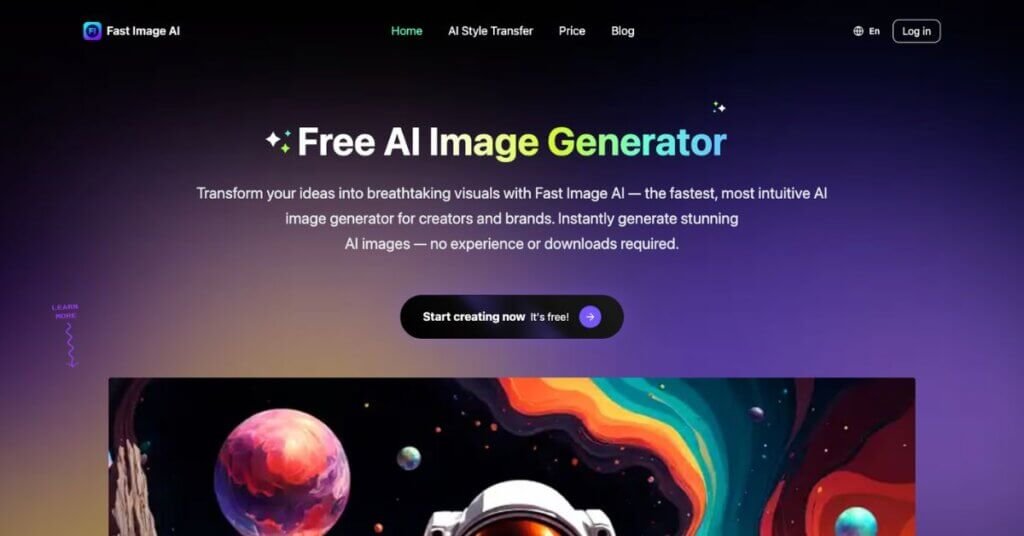 Fast Image AI webpage