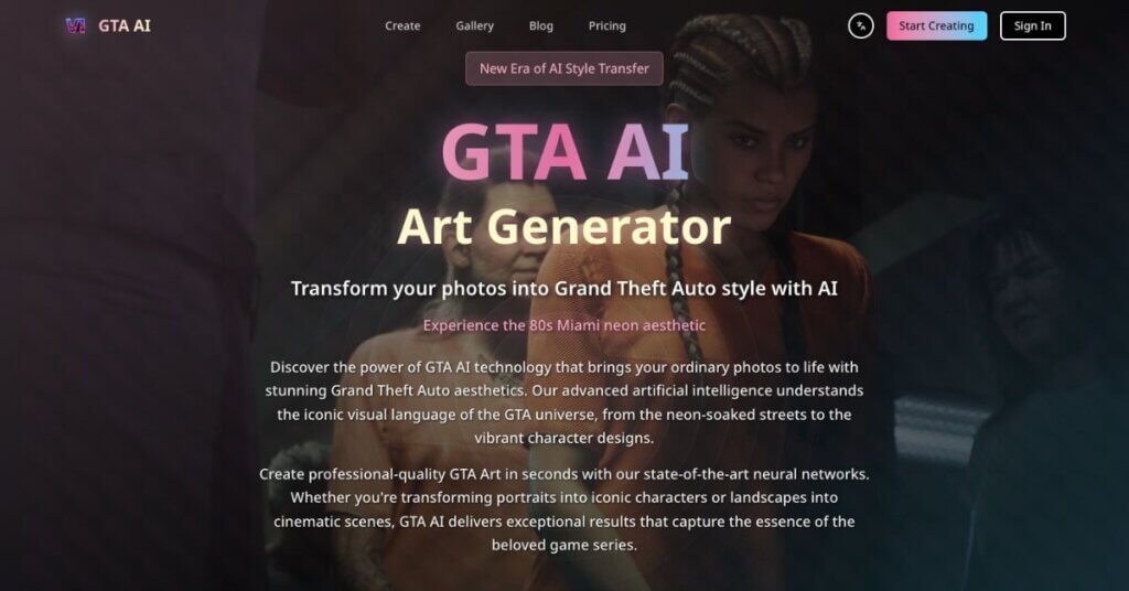 GTA AI webpage