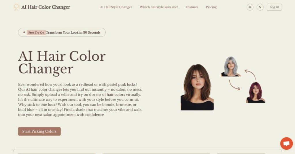 AI Hair Color Style webpage