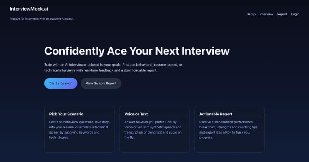 InterviewMock.ai webpage