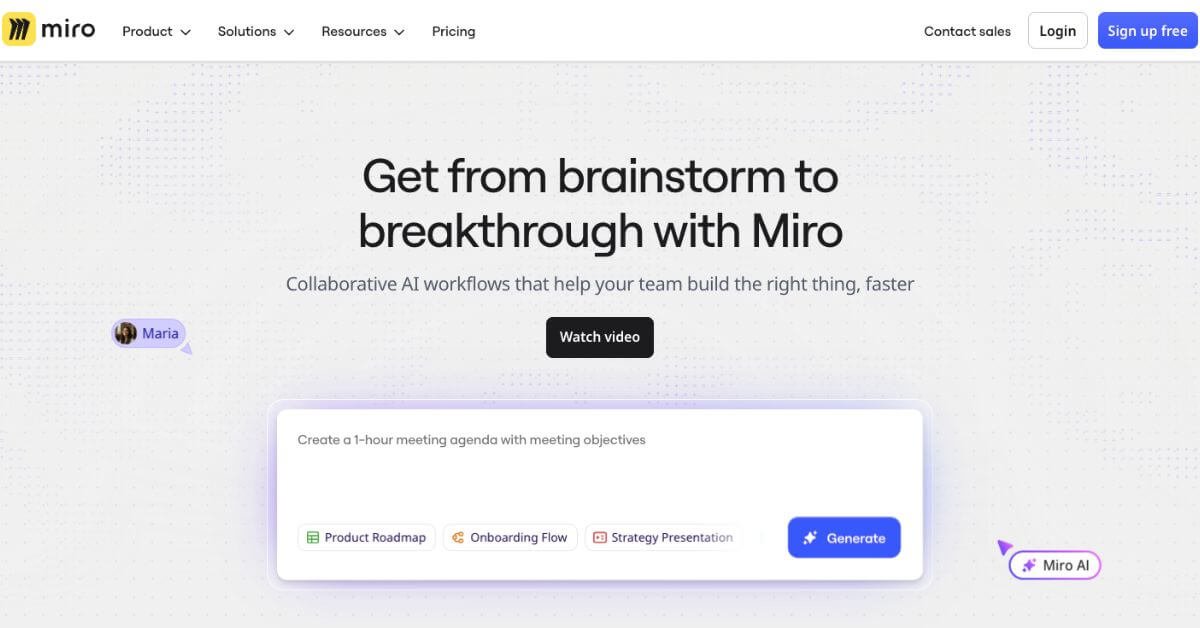 Miro AI webpage