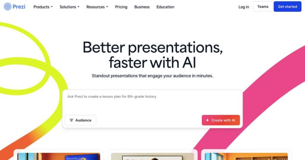 Prezi AI webpage