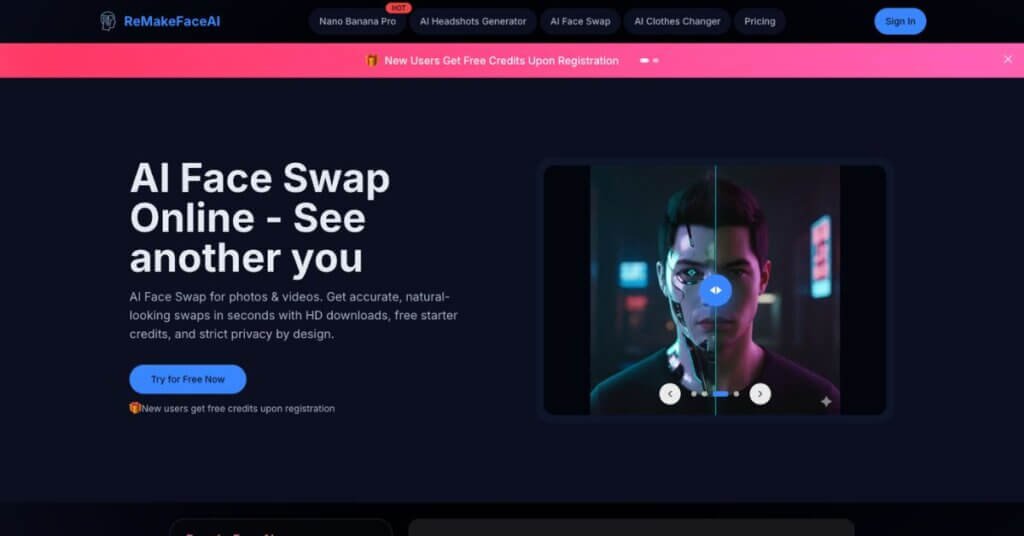 ReMakeFaceAI webpage