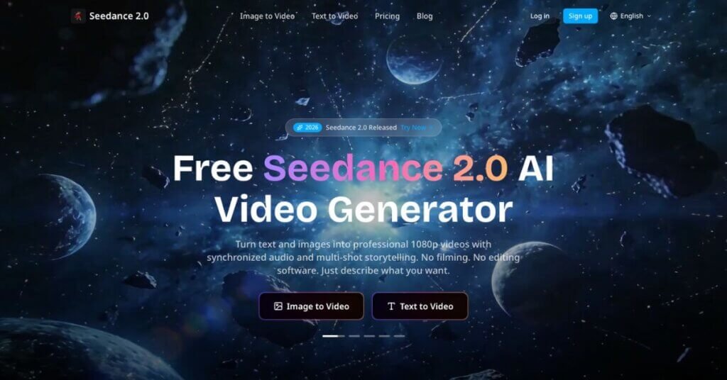 Seedance 2.0 webpage
