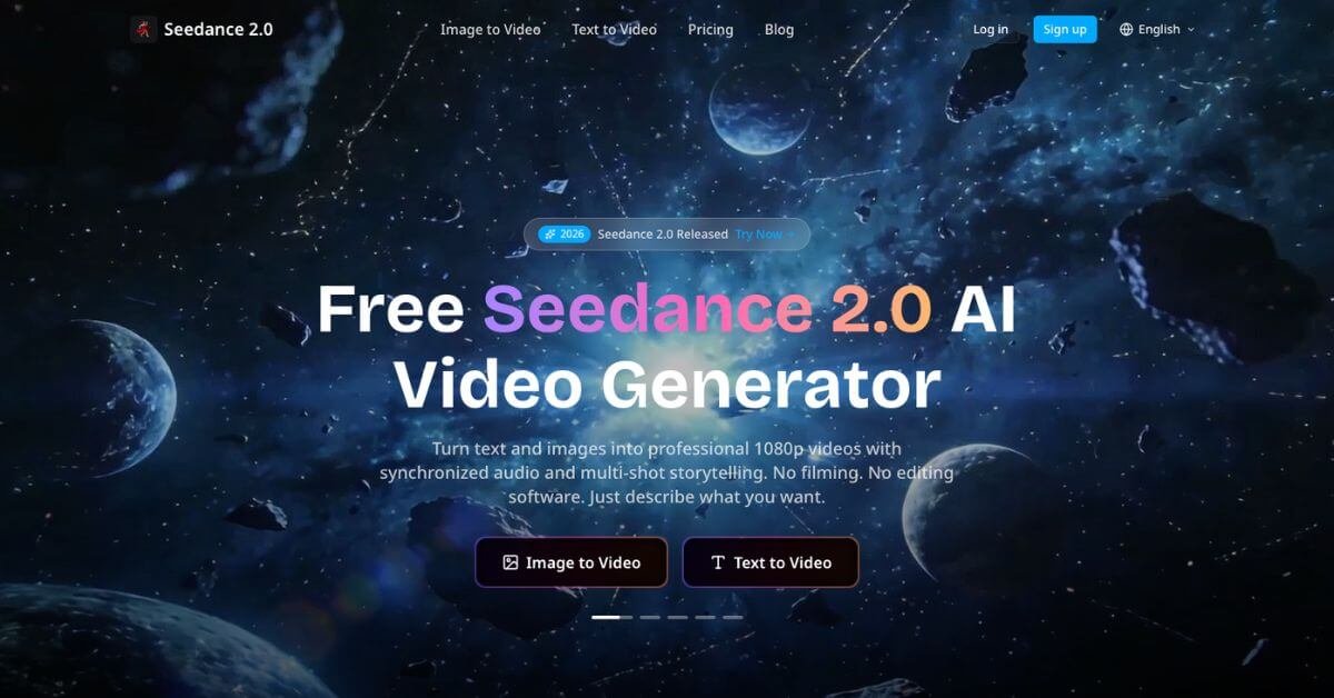 Seedance 2.0 webpage