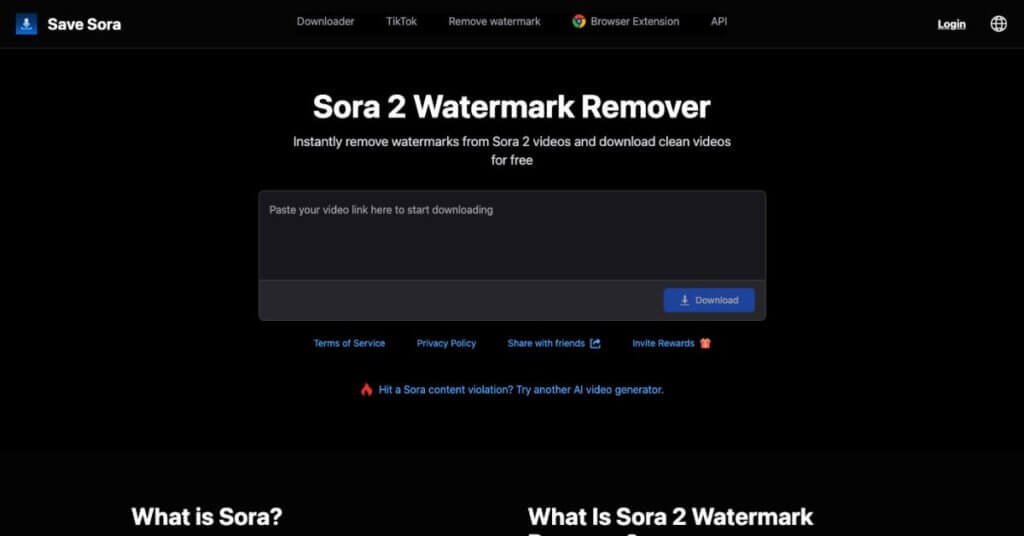 AI Sora Watermark Remover webpage