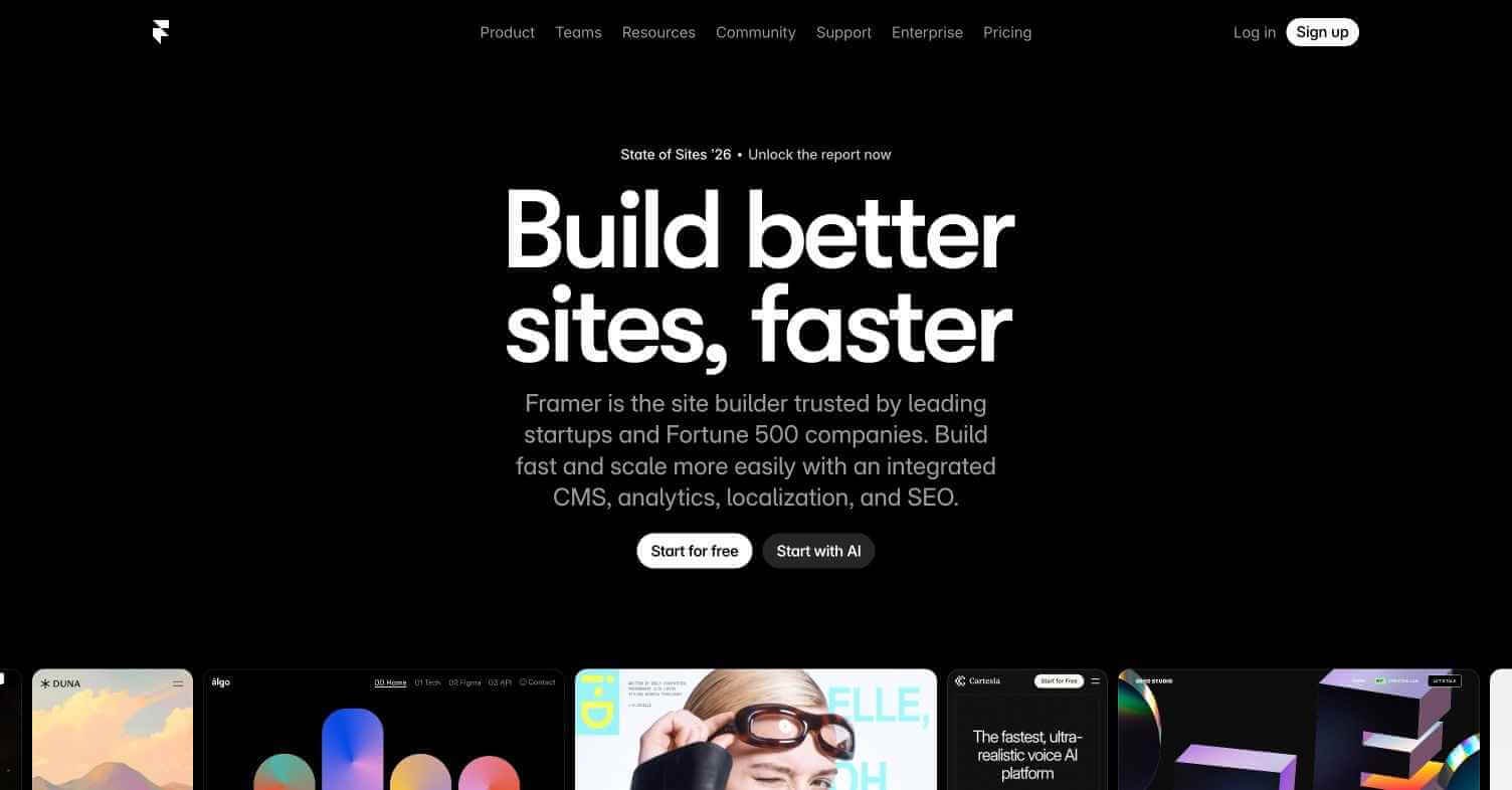 Framer AI webpage