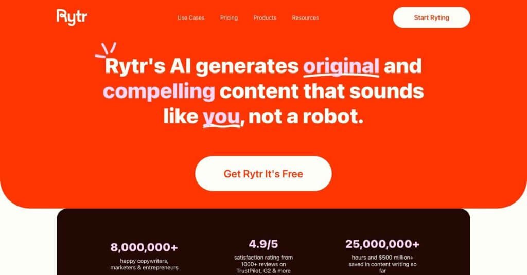 Rytr webpage