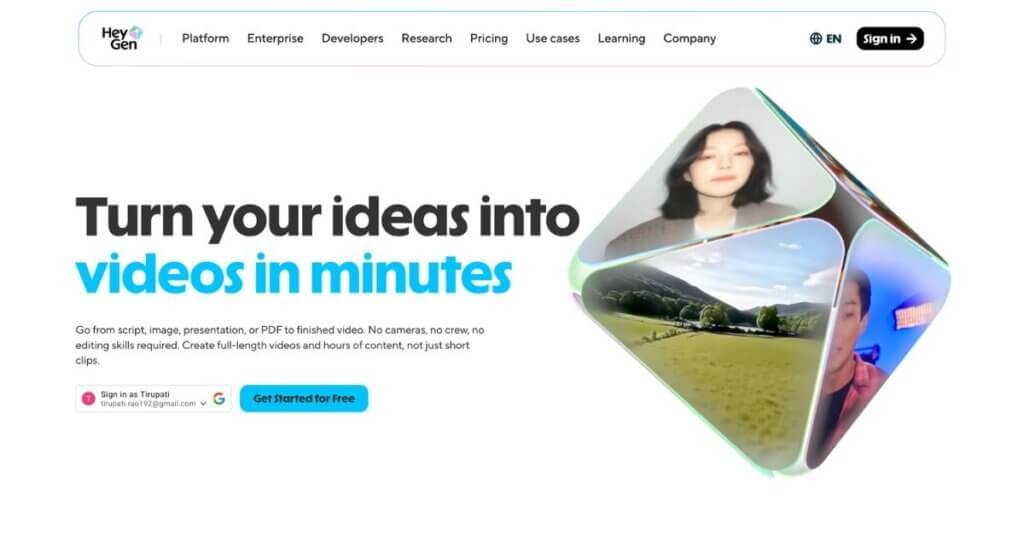 HeyGen webpage