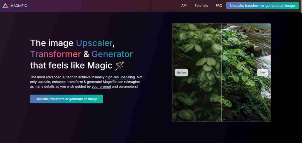 Magnific AI webpage