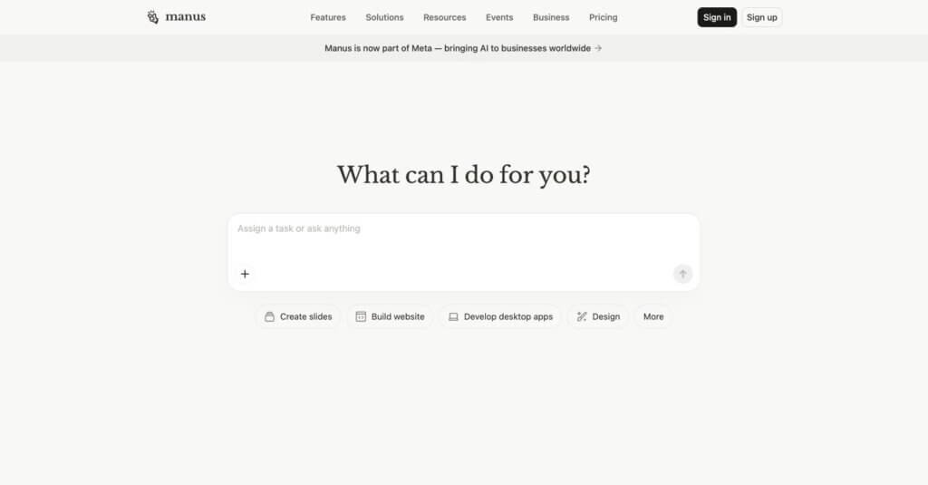 Manus AI webpage