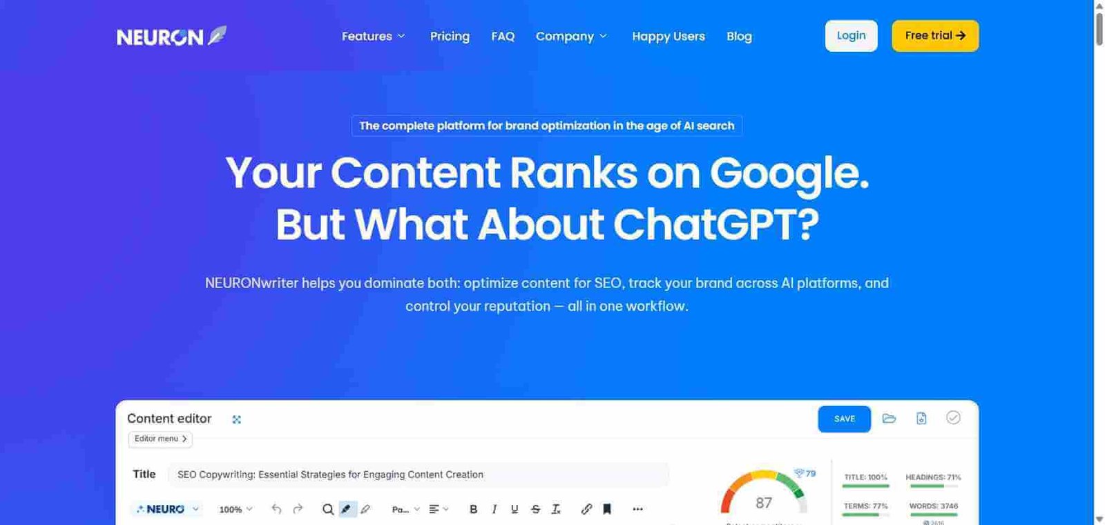 NeuronWriter Webpage