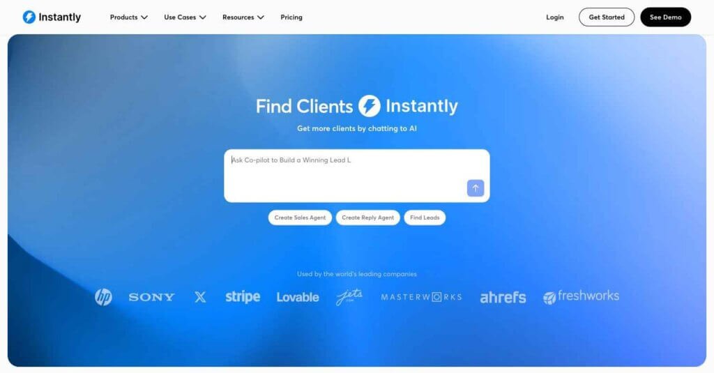 Instantly AI webpage