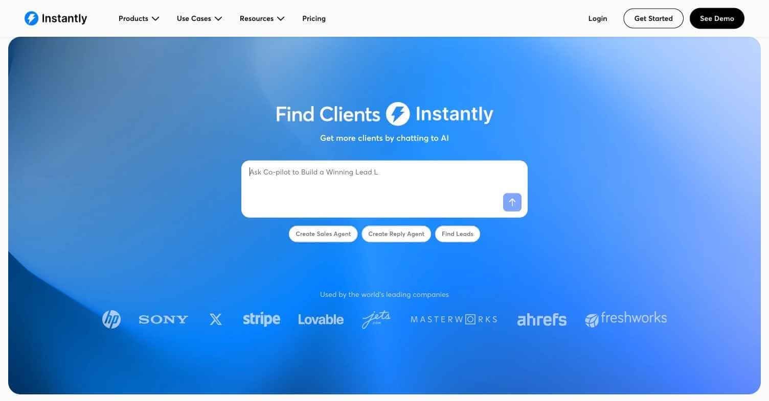 Instantly AI webpage