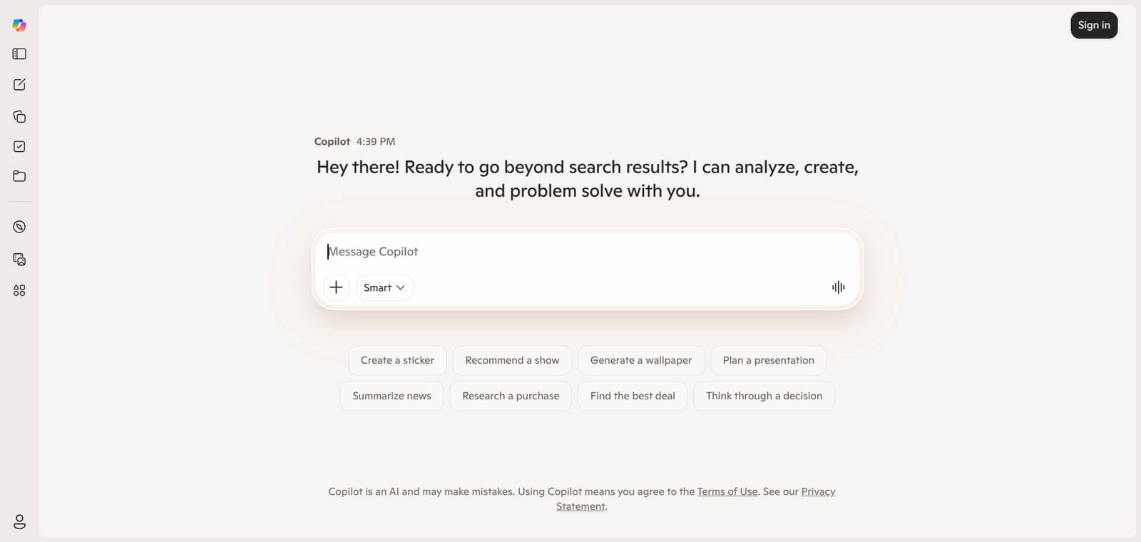 Bing Copilot Webpage