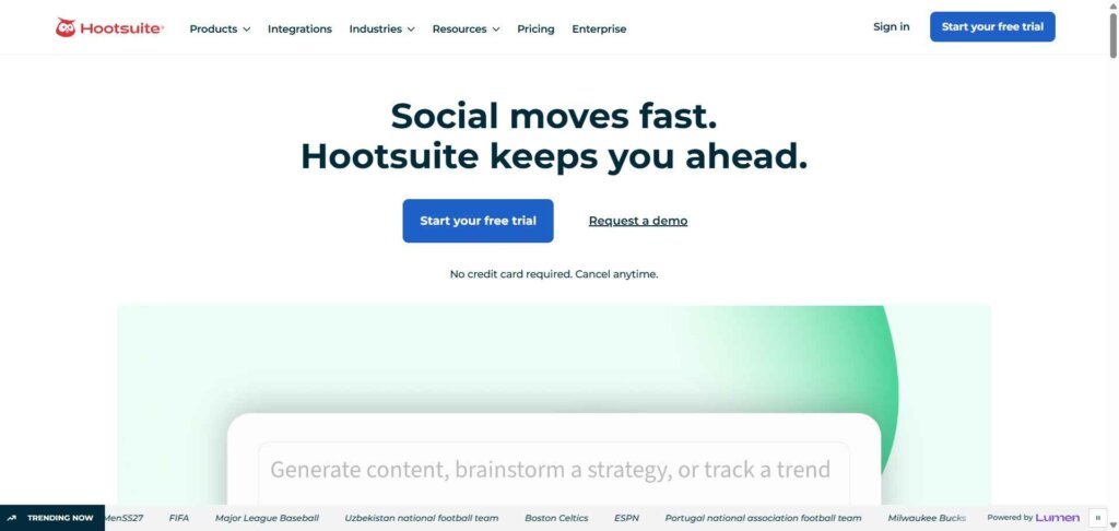 Hootsuite Webpage