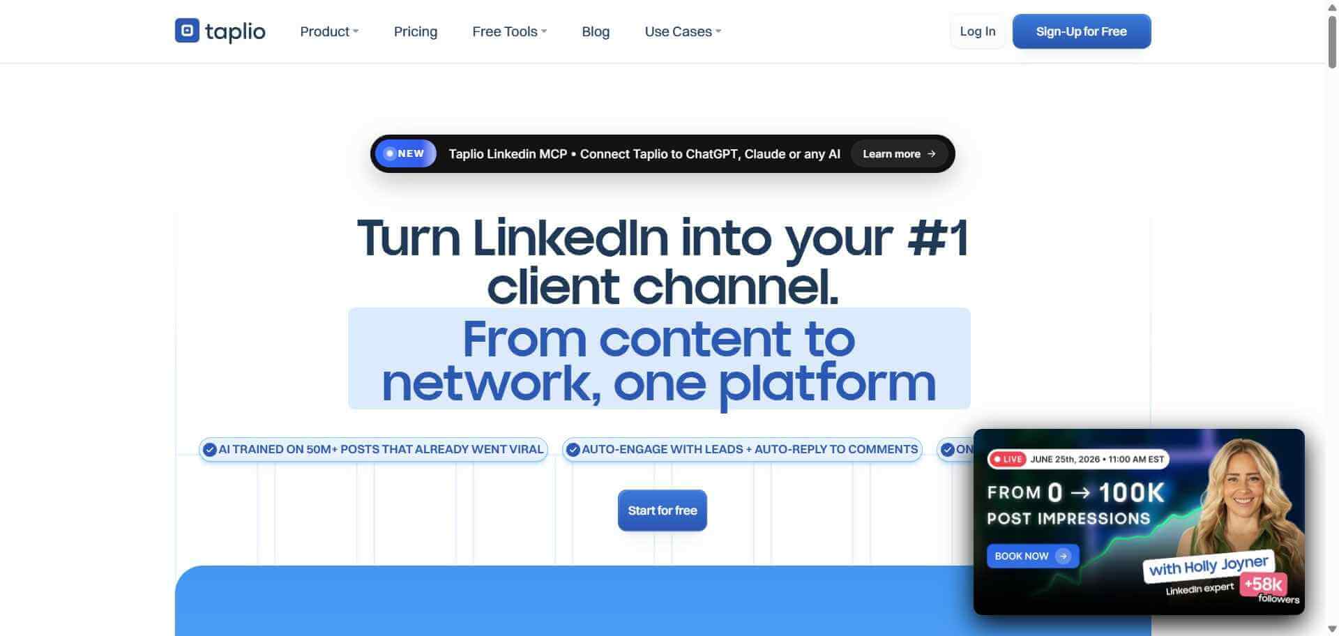 Taplio AI Webpage
