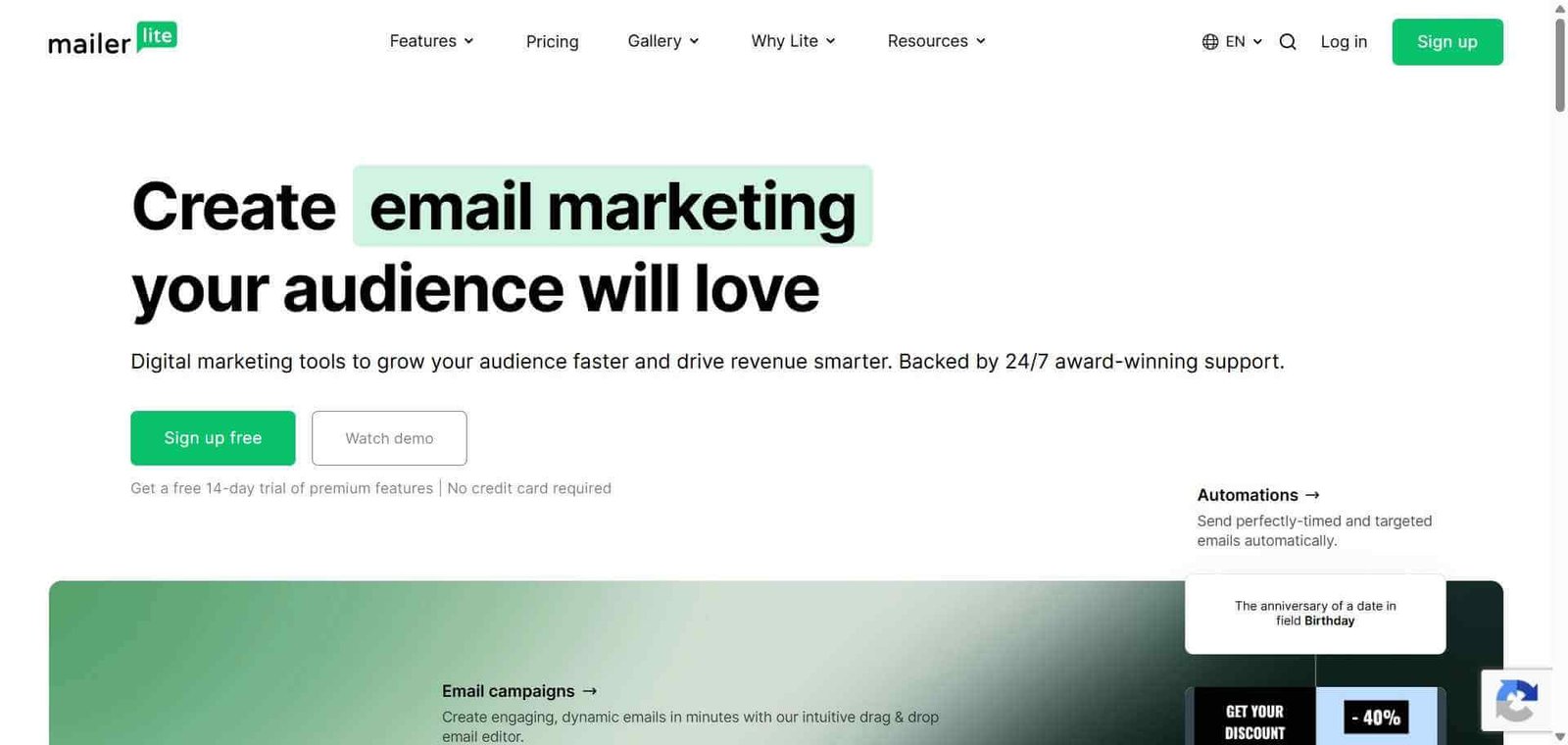 MailerLite Webpage