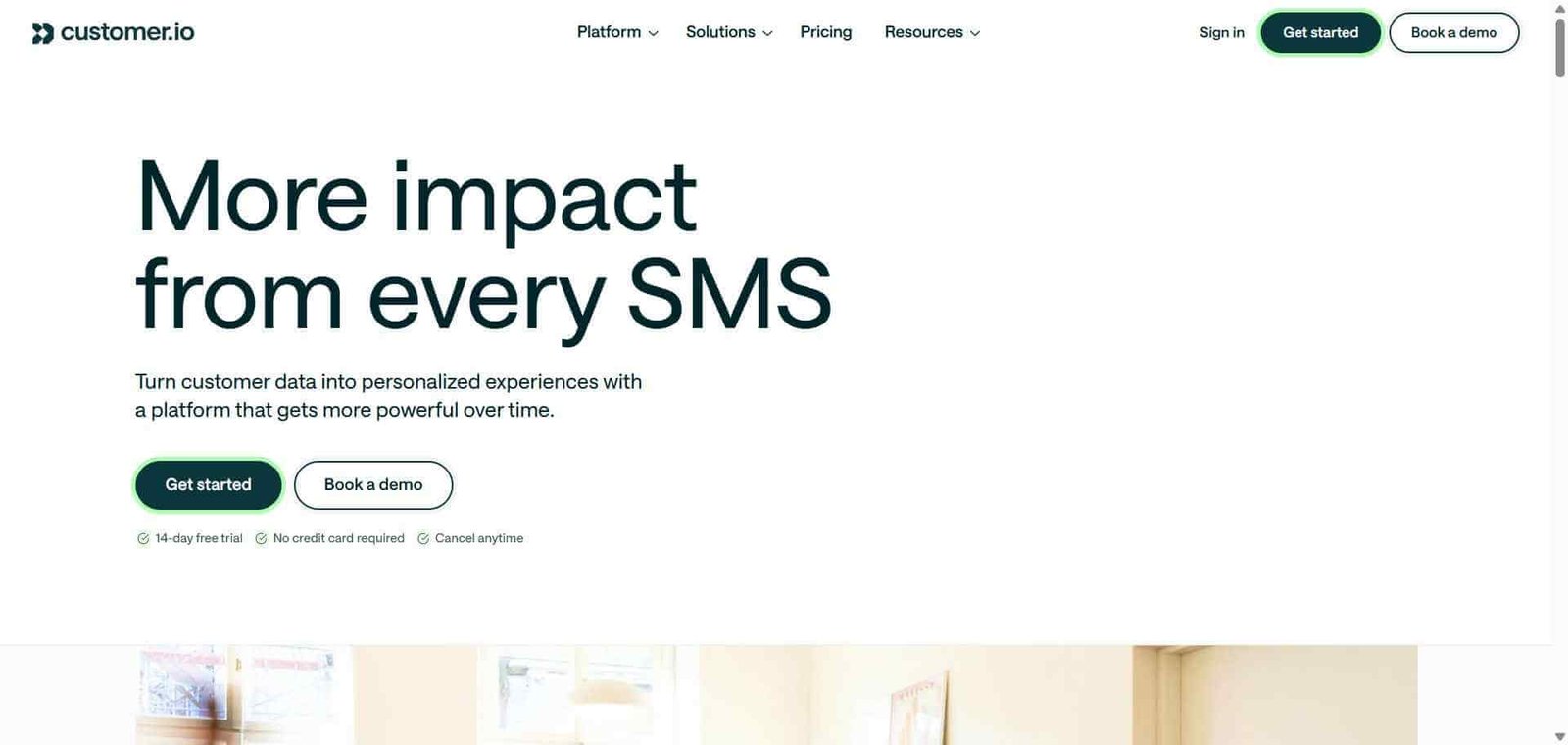 Customer.io Webpage