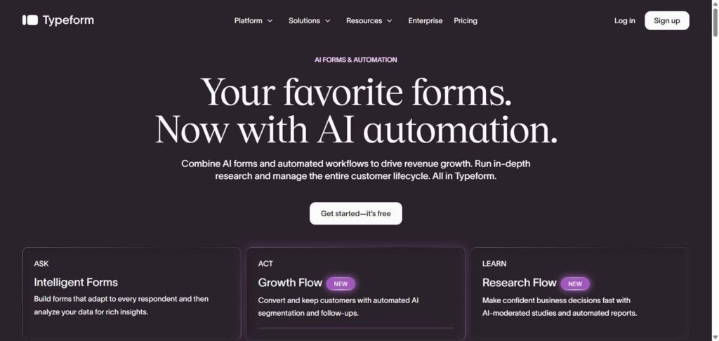 Typeform Webpage