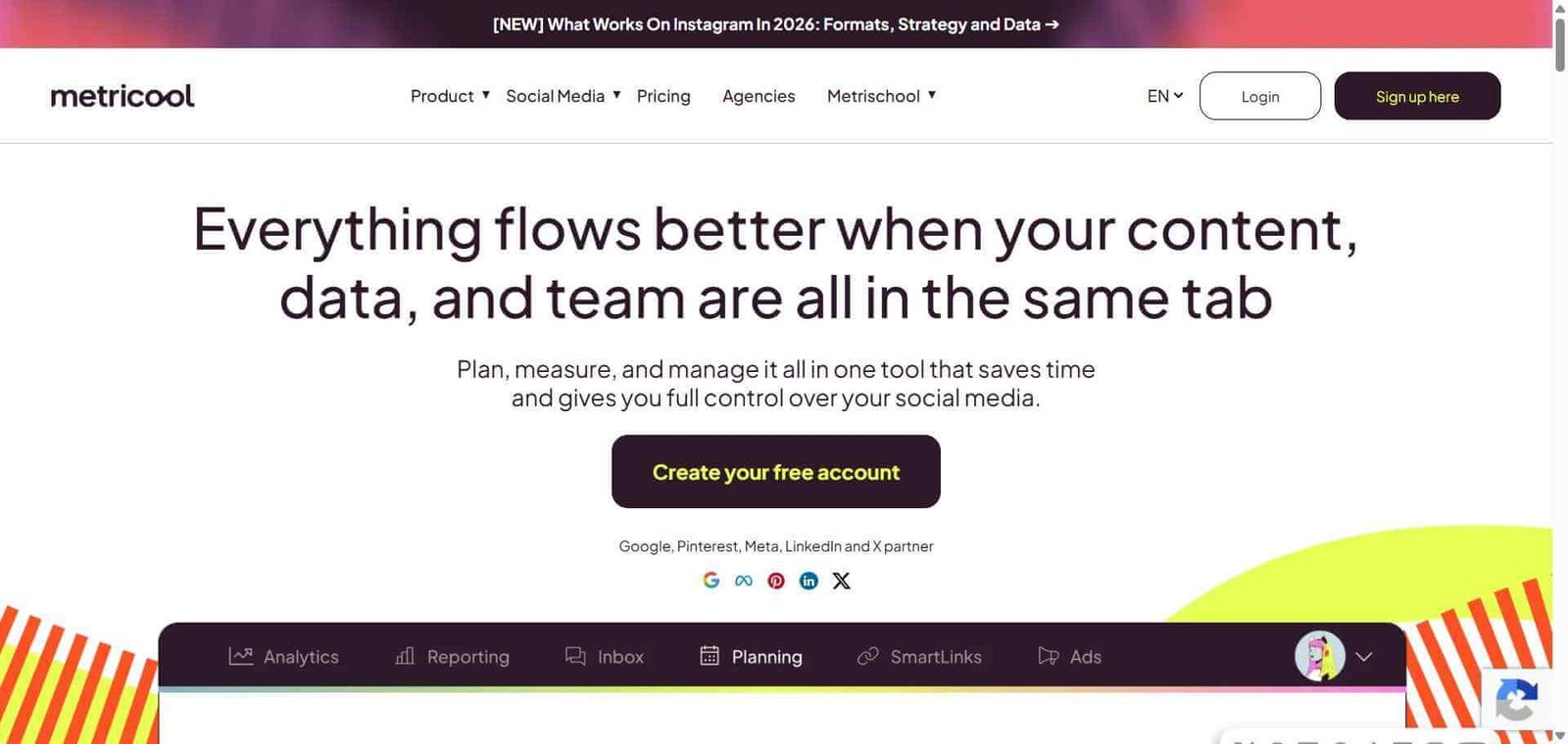 Metricool Webpage