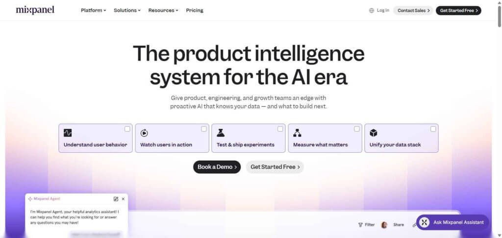 Mixpanel Webpage
