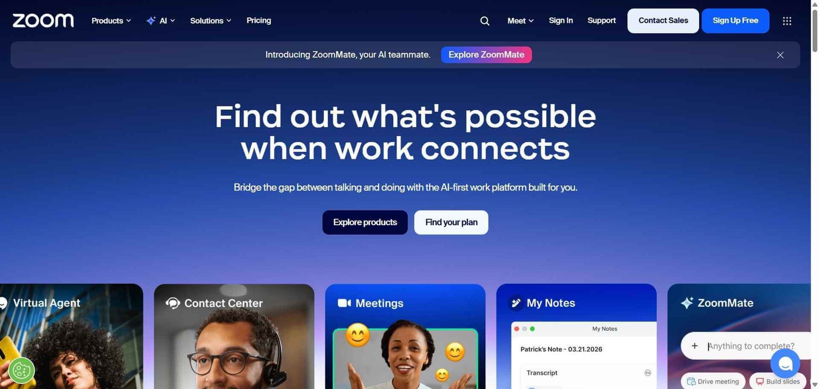 Zoom Webpage
