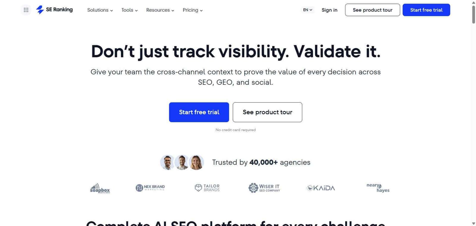 SE Ranking Webpage