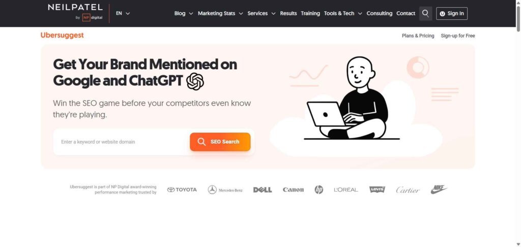 Ubersuggest Webpage